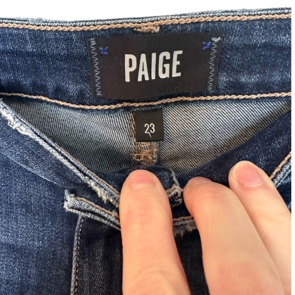 Paige Colette Crop Flare Jeans in Palma Wash Asymmetrical Heavy Fray Hem - Picture 7 of 8